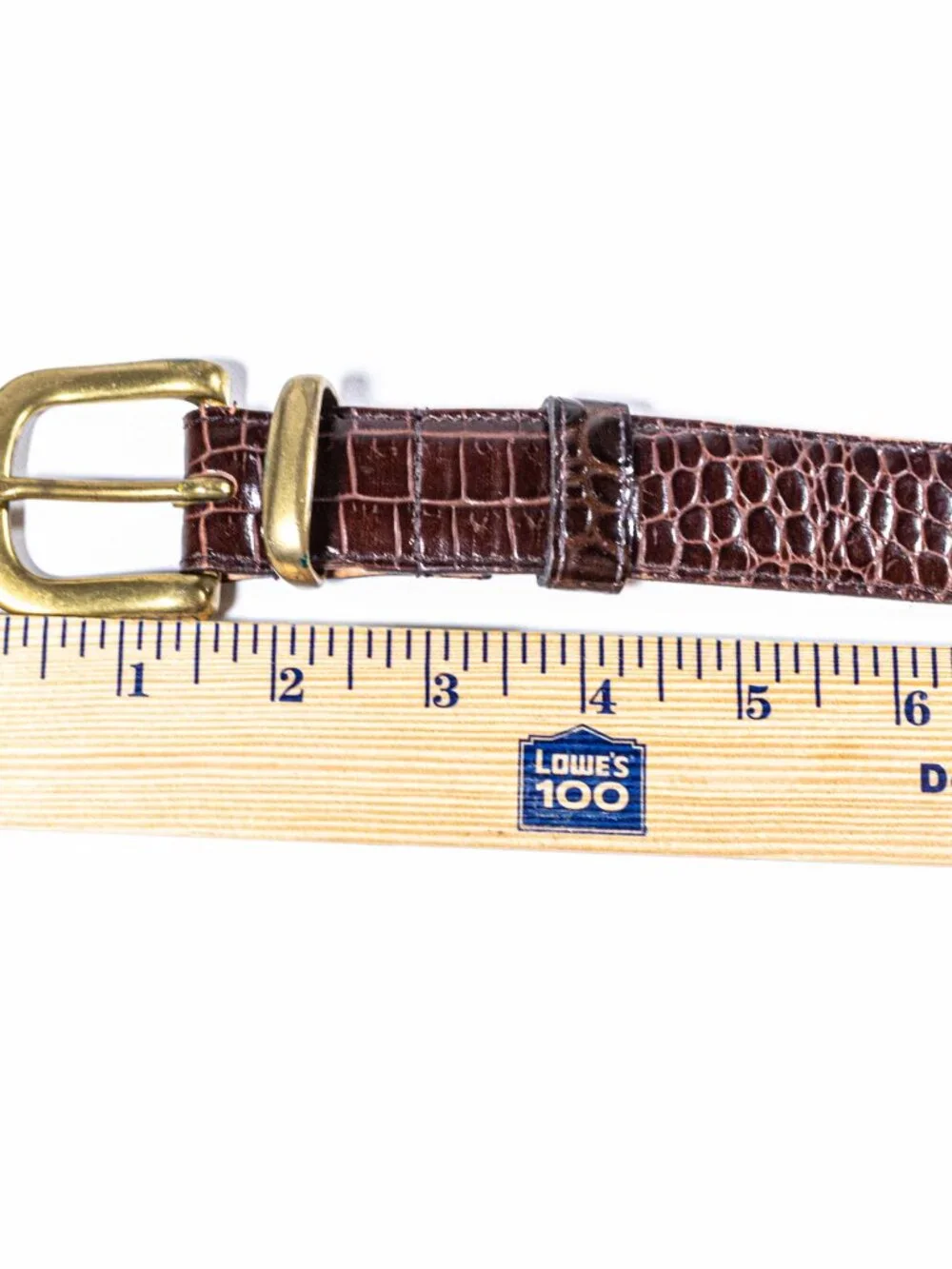 Banana Republic Crocodile Embossed Leather Belt Made in England Solid Brass 32